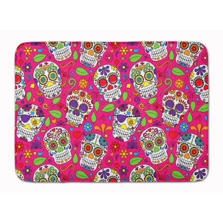 Carolines Treasures Day of the Dead Pink Machine Washable Memory Foam Mat BB5115RUG
